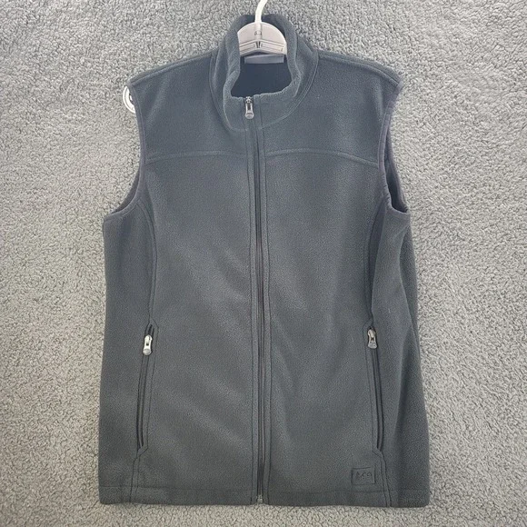 REI Polartec Vest Black Womens Large Fleece Full Zip Sweater Zip Pockets Casual - Picture 2 of 16